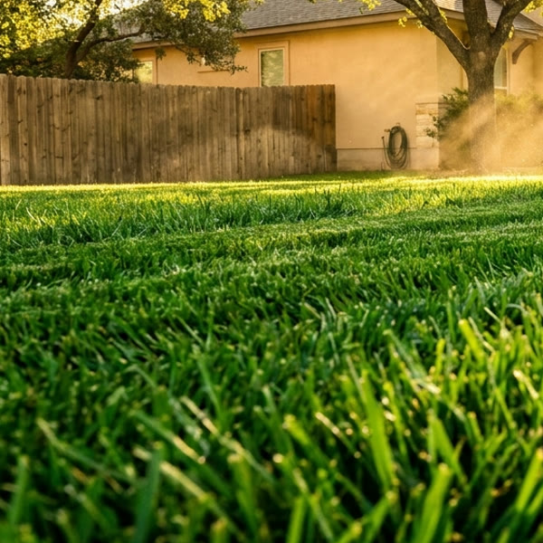 Fresh mower stripes on a lush lawn